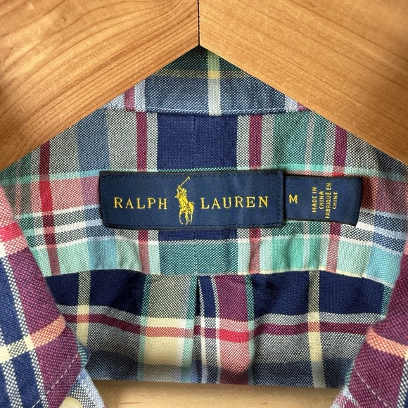 Ralph Lauren S/S Button Down Shirt Mens M Colorful Plaid Easter Wedding Casual - Picture 7 of 11